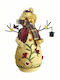 JK Home Decoration Christmas Ceramic Figure SNowman Beige Height 22cm