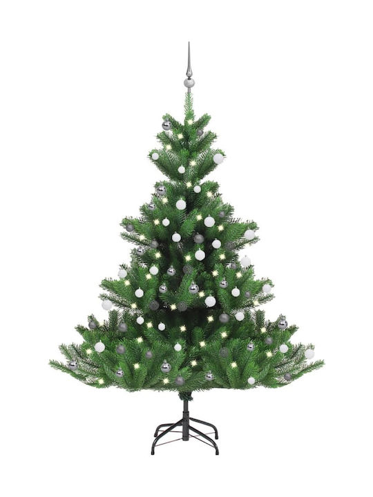 Nordmann Decorated Christmas Green Tree with Metallic Base and LED Lighting H180cm