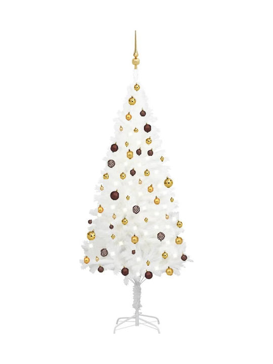 Decorated Christmas White Tree with Metallic Base and LED Lighting H180cm