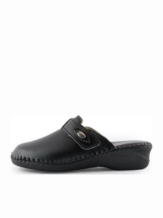 Sparta F17 Lederne Winter Damen Hausschuhe Schwarze