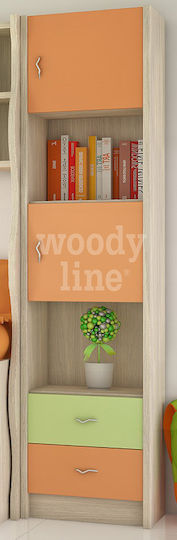 Kids Wooden Bookcase Samos 2 Orange 47x35x190cm
