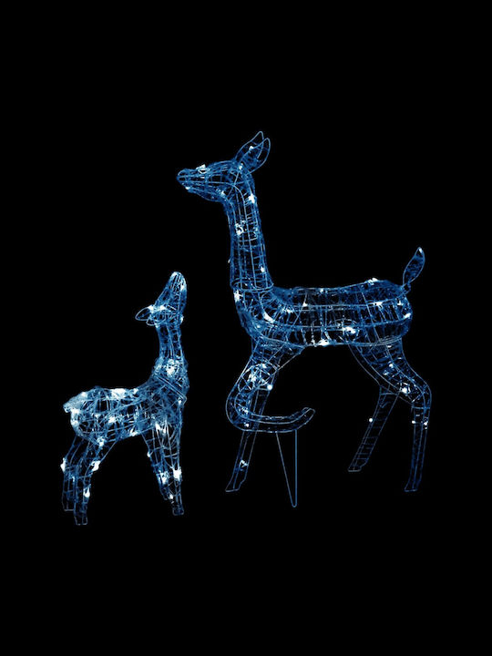 vidaXL Christmas Plastic Outdoor Illuminated Reindeer Figure White Electric 2pcs