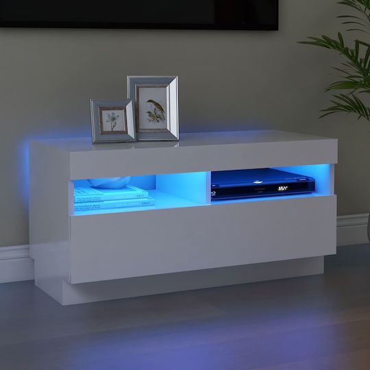 Stand TV Cu Iluminare LED Alb L80xA35xÎ40cm