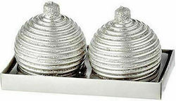 JK Home Decoration Christmas Silver Candle 8cm 2pcs