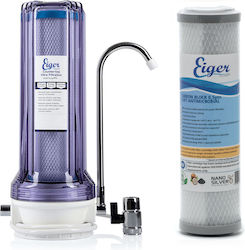 Eiger Countertop Water Filter System with Faucet with 10" Replacement Filter Eiger Carbon Block Soft Antimicrobial 0.5 μm