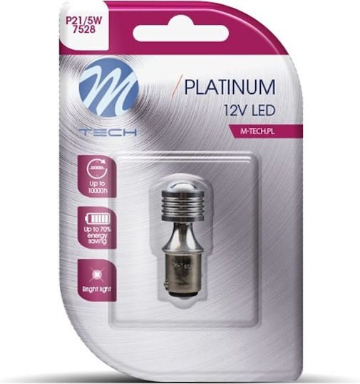 M-Tech Λάμπα Αυτοκινήτου P21W-BA15S-1156 LED 12V 2.2W 1τμχ