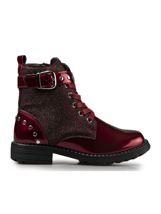 Anatomical Leather Kids Boots with Zipper Burgundy