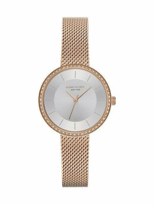 Kenneth Cole Γυναικείο Ρολόι 32mm Μπαταρίας με Ροζ Χρυσό Μεταλλικό Μπρασελέ
