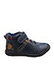 Anatomical Leather Kids Boots with Velcro Blue