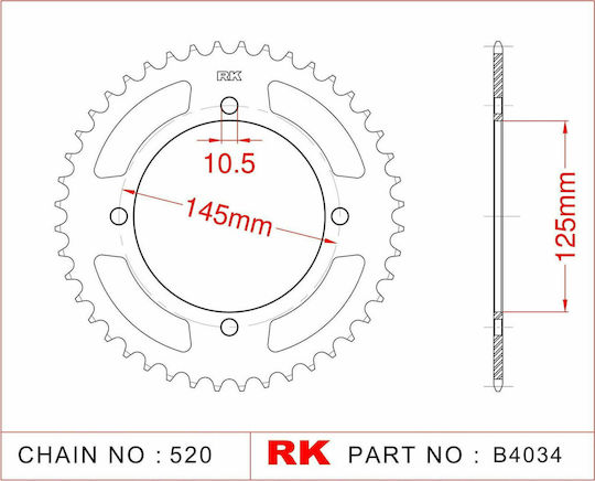 RK Заден зъбен колело B4034 47 Зъби за Yamaha XT 600 - XT 600
