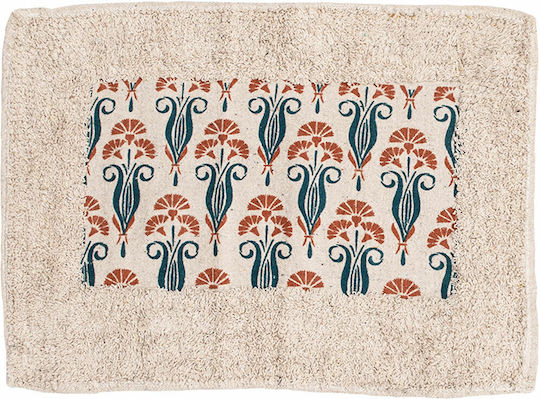 Estia Bath Mat Cotton Floral 02-11239 Beige 40x60cm
