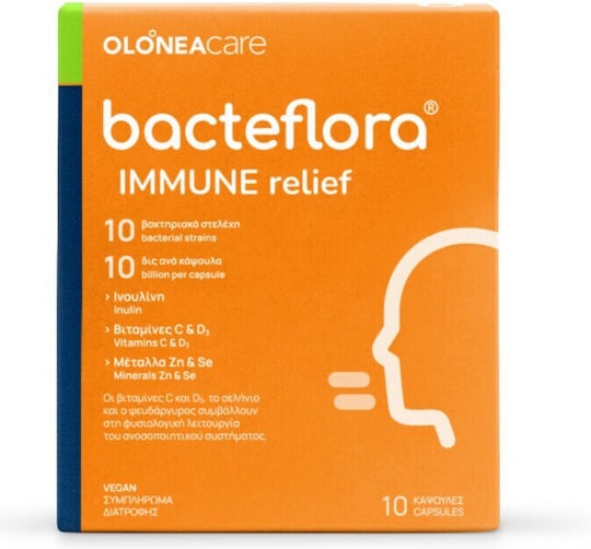 Olonea Bacteflora Immune Relief Συμπλήρωμα με Προβιοτικά & Πρεβιοτικά 10 φυτικές κάψουλες
