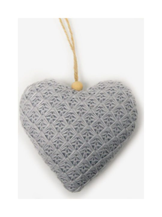 Hängendes Herz Ornament Stoff Gray 14x14cm
