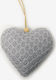 Hängendes Herz Ornament Stoff Gray 14x14cm