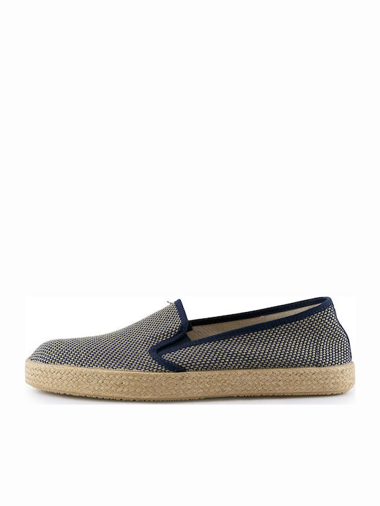 8265 Leather Men's Espadrilles in Blue Color
