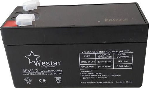 Westar 6FM1.2 Μπαταρία UPS με Χωρητικότητα 1.2Ah και Τάση 12V