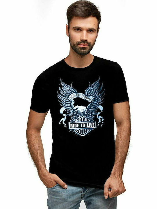 Easy Rider Blue T-shirt σε Μαύρο χρώμα