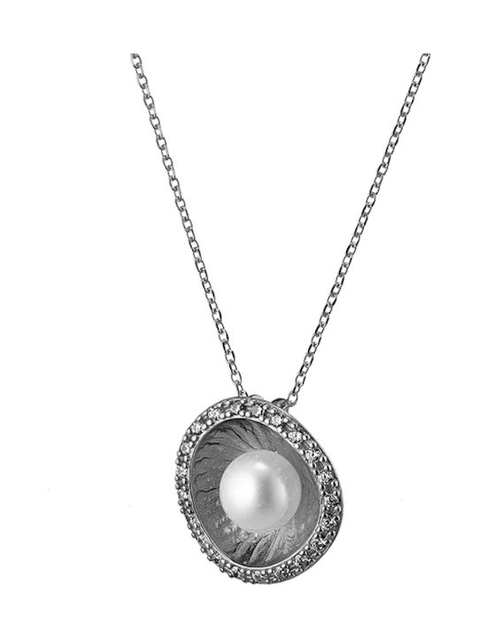 Oxzen Halskette aus Silber mit Perlen