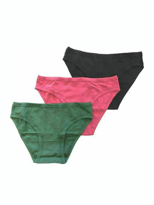 Βαμβακερά Damen Slip 3Pack Black/Green/Fuchsia