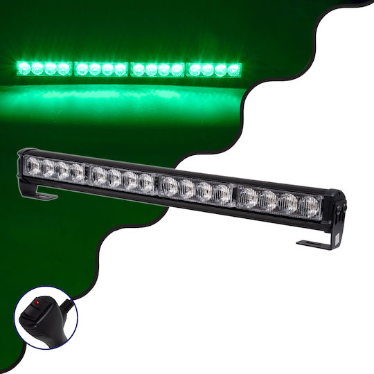GloboStar Μπάρα Σήμανσης Αυτοκινήτου LED 10 - 30V Αδιάβροχη 45cm με Πράσινο Φωτισμό