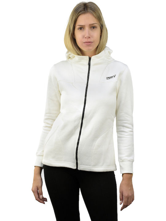 Women's Sweatshirt Jacket Hooded Off White