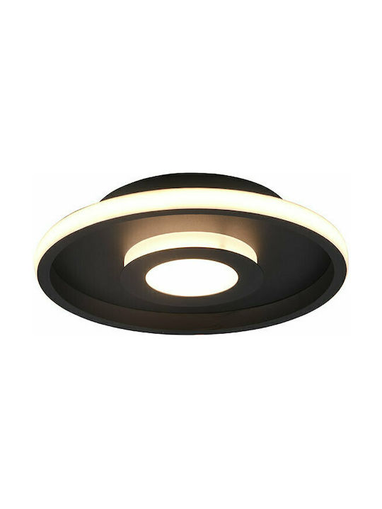 Trio Lighting Ascari Μοντέρνα Μεταλλική Πλαφονιέρα Οροφής με Ενσωματωμένο LED σε Μαύρο χρώμα 30cm