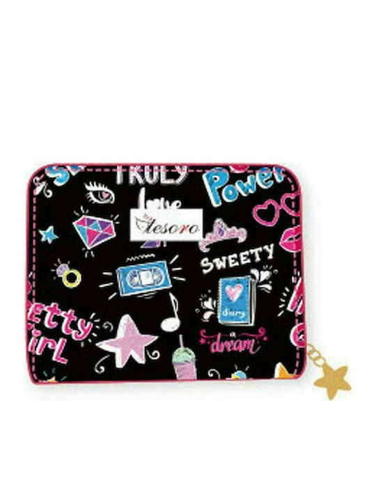 Tesoro Power Girl Kids Wallet with Zipper Black
