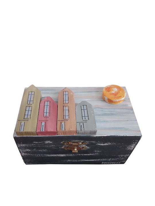 Kapadakis Wood Art Wooden Jewellery Box Blue 14x14x8cm