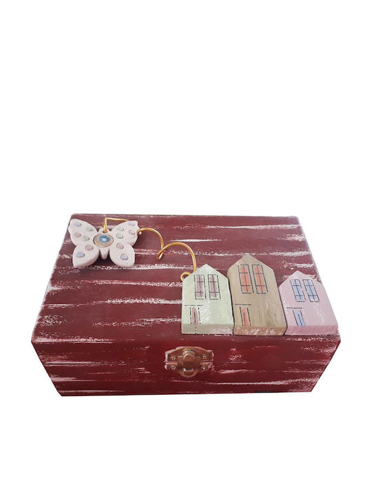 Kapadakis Wood Art Κουτί Κοσμημάτων Ξύλινο Μπορντό 18x14x12cm