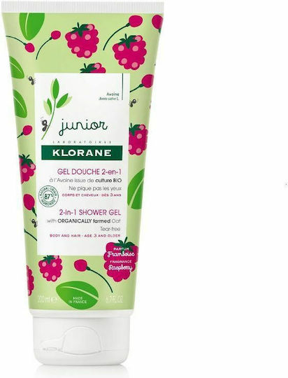 Klorane Βιολογικό Παιδικό Αφρόλουτρο & Σαμπουάν Junior με Βατόμουρο για Εύκολο Χτένισμα σε Μορφή Gel 200ml