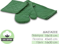 Oven Mitt, Pot Holder and Kitchen Towel Green 3pcs