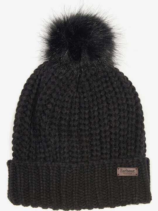 Saltburn Pom Pom Beanie Frauen Beanie mit Rippstrick in Schwarz Farbe