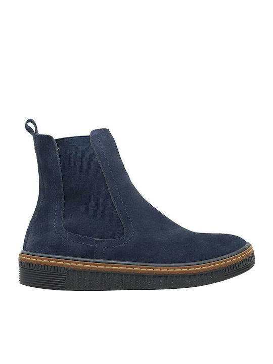 Mancose Suede Γυναικεία Chelsea Μποτάκια Navy Μπλε
