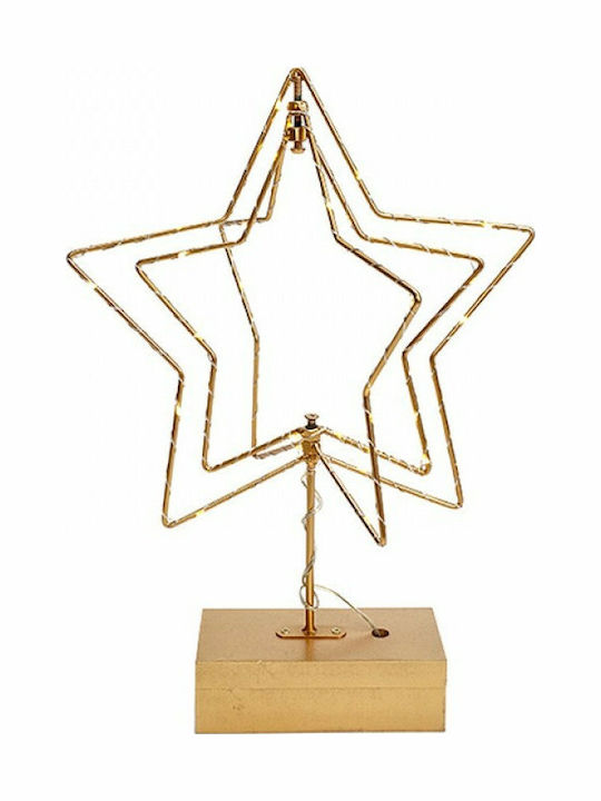 Zaros Weihnachtlicher Dekorativer Schreibtisch Stern Beleuchtet Metallisch Gold 22x22x35cm 1Stück