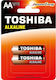 Toshiba Red Alkaline Batteries AA 1.5V 2pcs 159937