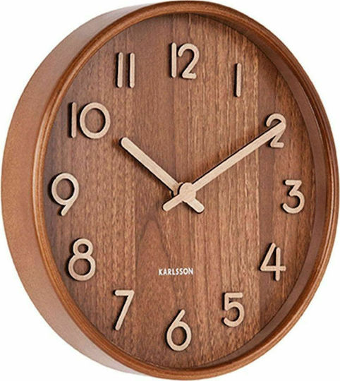 Karlsson Pure Ρολόι Τοίχου Ξύλινο Καφέ Ø22cm Karlsson Pure Ρολόι Τοίχου Ξύλινο Καφέ Ø22cm