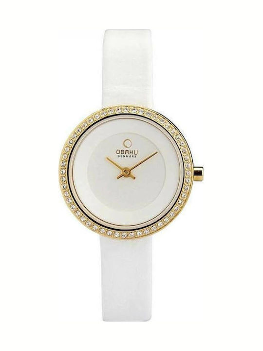 Obaku Damen Uhr mit Weiß Lederarmband