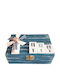 Kapadakis Wood Art Wooden Jewellery Box Petrol Blue 18x18x12cm