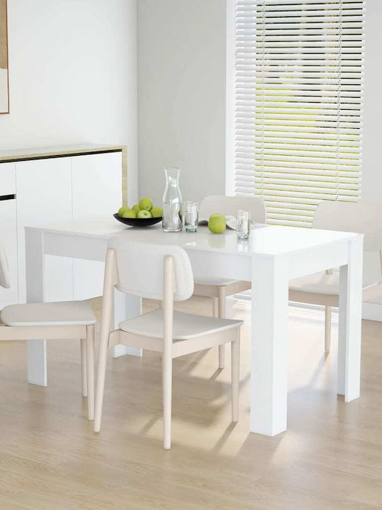 Table Dining Room Wooden White 140x74.5x76cm