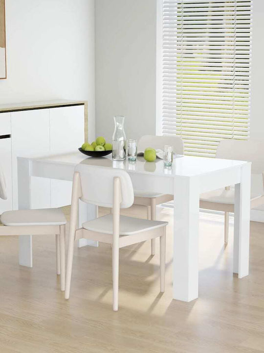 Table Dining Room Wooden White 140x74.5x76cm