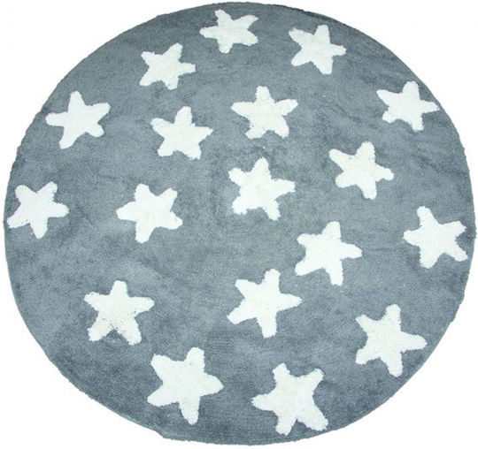 Klonaras Stars Детско килимче Звезди Silver Кръгло с диаметър 130см Дебелина 9мм