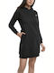 Rochie Mini Sport Mânecă Lungă Cu Glugă Neagră