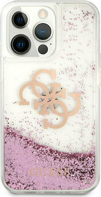 Guess Big 4G Liquid Glitter Silicone Back Cover Transparent / Pink (iPhone 13 Pro)