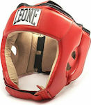 Leone Contest Adult Open Face Boxing Headgear Leather Red