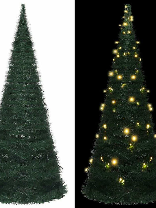 Christmas Green Tree with Metallic Base and LED Lighting H210cm