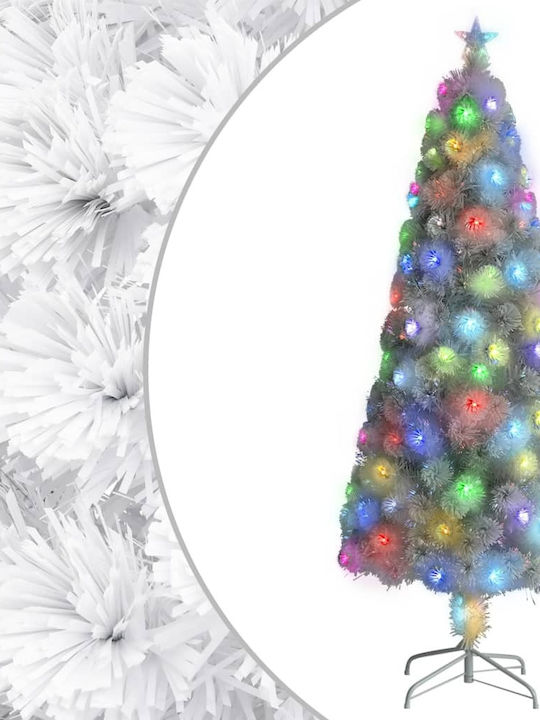 Christmas White Tree with Metallic Base and LED Lighting H240cm