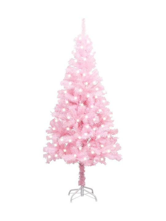 Χριστουγεννιάτικο Δέντρο Ροζ 120εκ με Μεταλλική Βάση και Φωτισμό LED