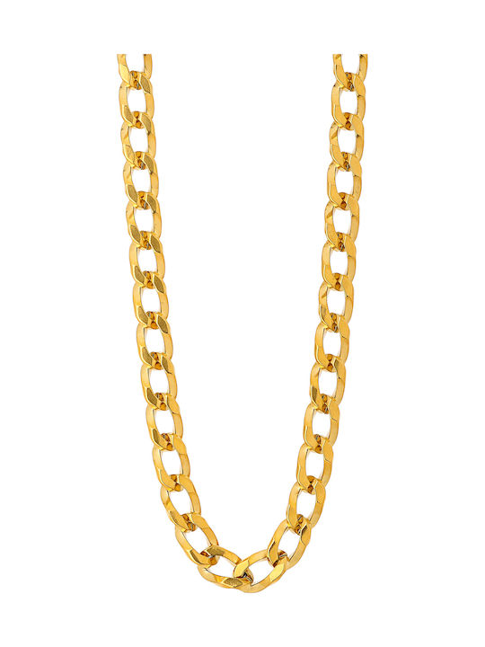 Visetti Chain Neck made of Steel Gold-plated Wide Thickness 8.8mm and Length 40cm