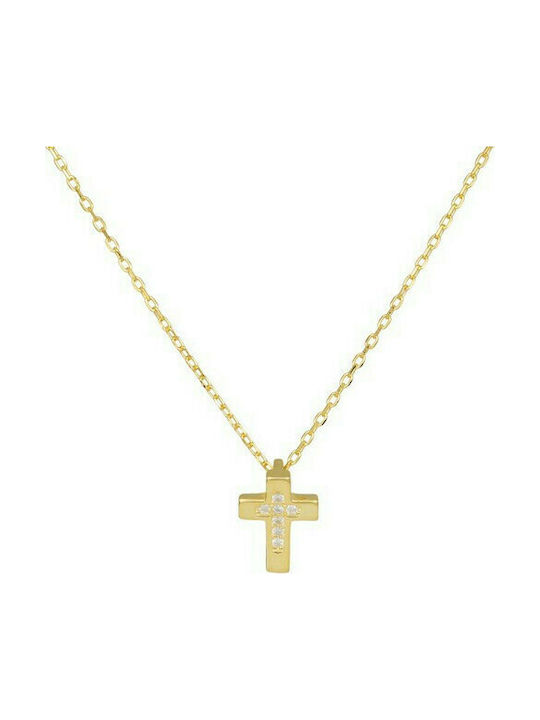Gold plated necklace with cross 925 with white cubic zirconia 040364 040364 Silver