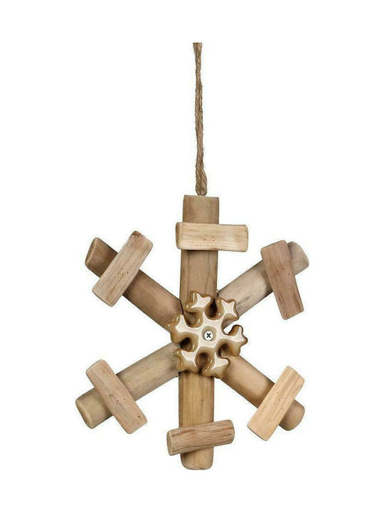 Espiel Christmas Wooden Snowflake Ornament Brown 30x30cm